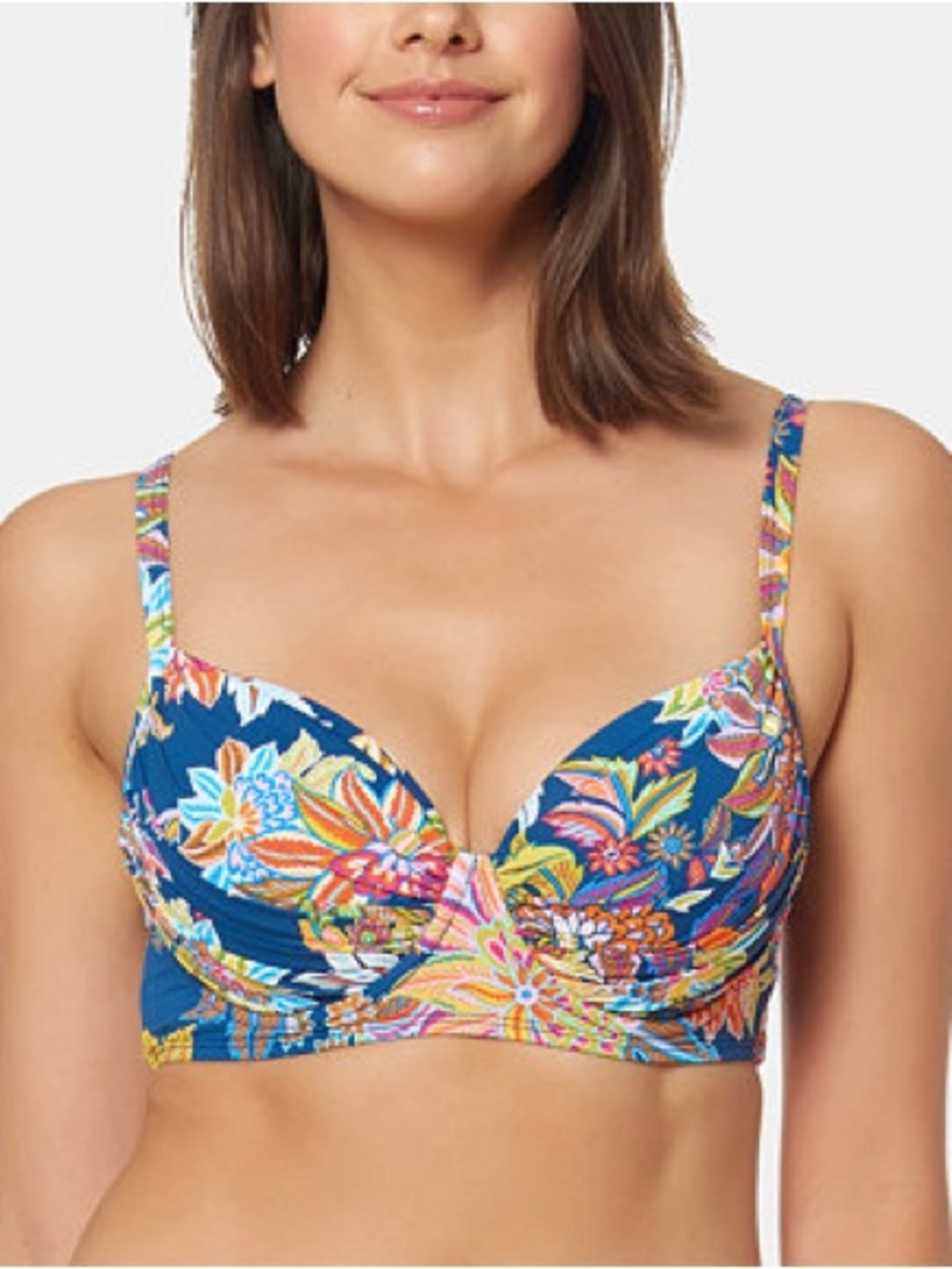 Bleu Rod Beattie underwire bikini top multicolor floral size 36 D